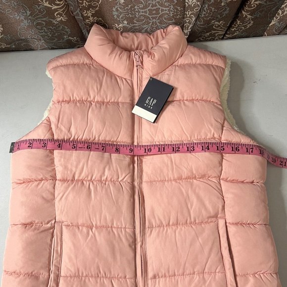NWT Gap Kids XXL Pink Shearling Lined Puffer Vest Barbiecore Womens Small Medium - Picture 5 of 14